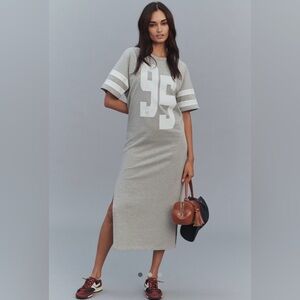Daily Practice Short Sleeve Gray Midi Dress, Medium